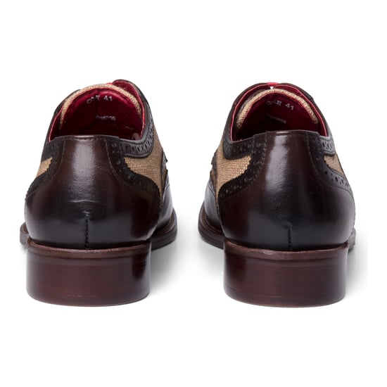 Justin Reess Heren Bruine Leren Canvas Detailing Brogue Schoenen - Cole - Image 4