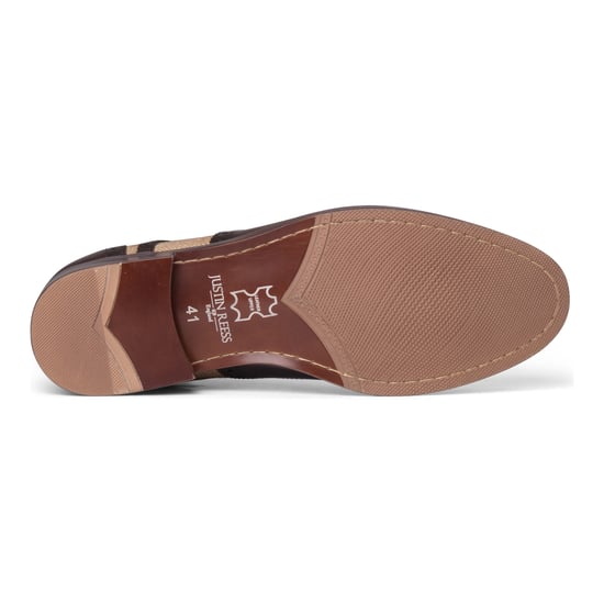 Justin Reess Heren Bruine Leren Canvas Detailing Brogue Schoenen - Cole - Image 5