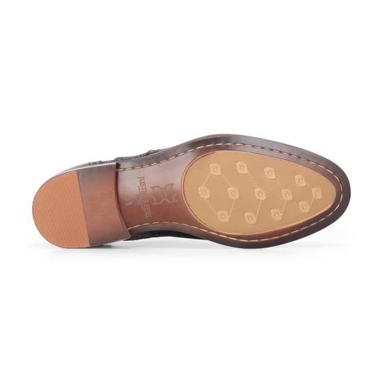 Justin Reess Heren Zwarte Leren Tweed Brogue Schoenen - Albert - Image 6