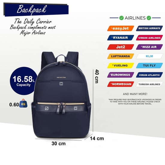 Backpack Rucksack 40 x 30 x 14 cm Blue Underseat Travel Cabin Bag for Ryanair, Easy Jet - Image 2
