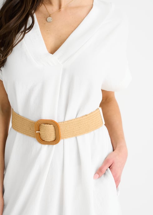 White Air Flow Belted Oversized Dress - Image 2