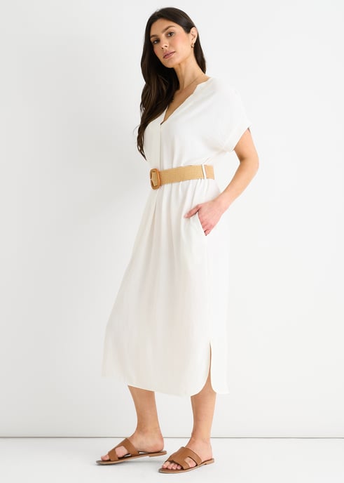 White Air Flow Belted Oversized Dress - Image 3