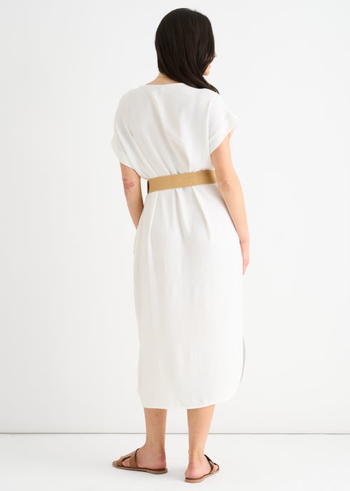 White Air Flow Belted Oversized Dress - Image 4