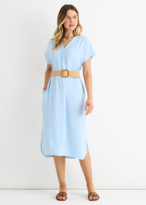 Blue Air Flow Belted Oversized Dress - Image 1