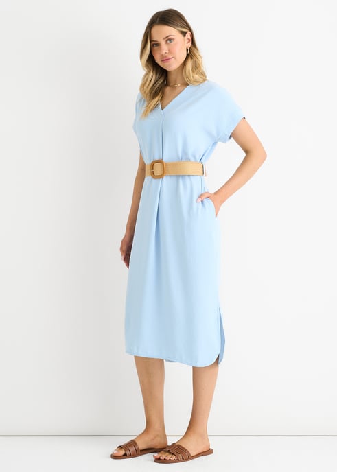 Blue Air Flow Belted Oversized Dress - Image 3