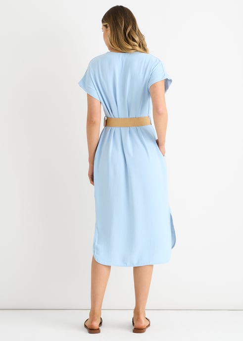 Blue Air Flow Belted Oversized Dress - Image 4