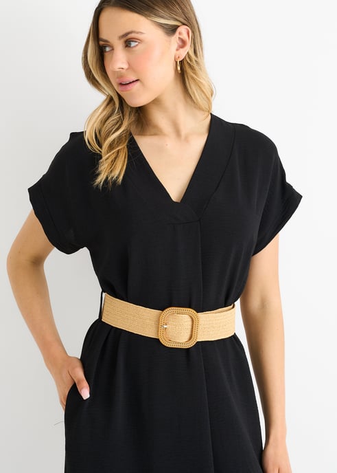 Black Air Flow Oversized klänning med bälte - Image 2