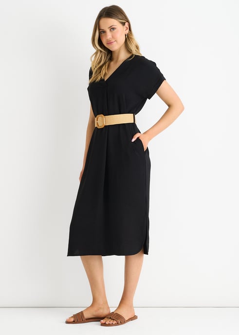 Black Air Flow Oversized klänning med bälte - Image 3