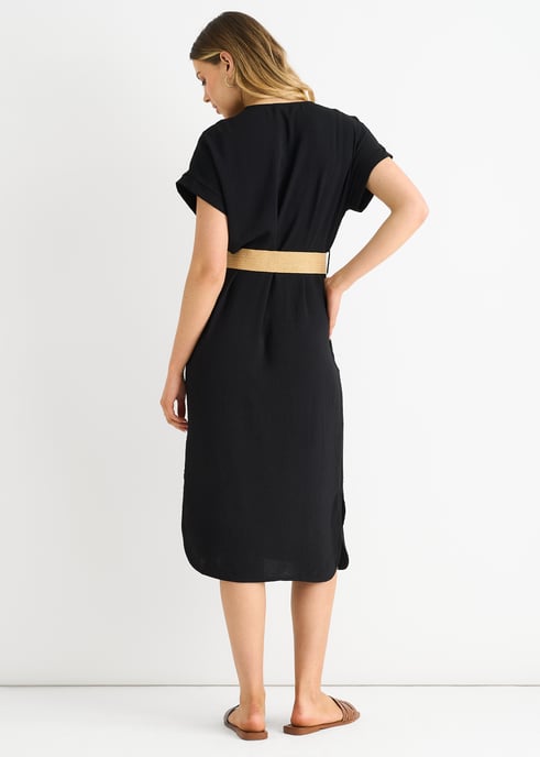 Black Air Flow Oversized klänning med bälte - Image 4