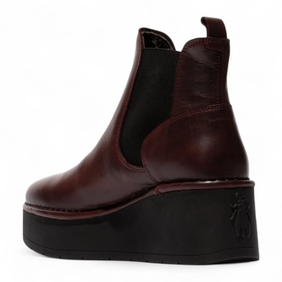Fly London Dames Wijnrode HELY268 Chelsea Leren Enkellaarsjes met Platform Comfort - Image 4