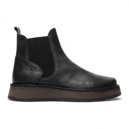 Fly London Womens Black Rawi Chelsea Leather Ankle Pull-On Classic Comfort Boots - Image 1