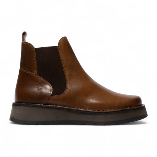 Fly London Womens Camel Brown Rawi Chelsea Leather Ankle Pull-On Classic Comfort Boots - Image 1