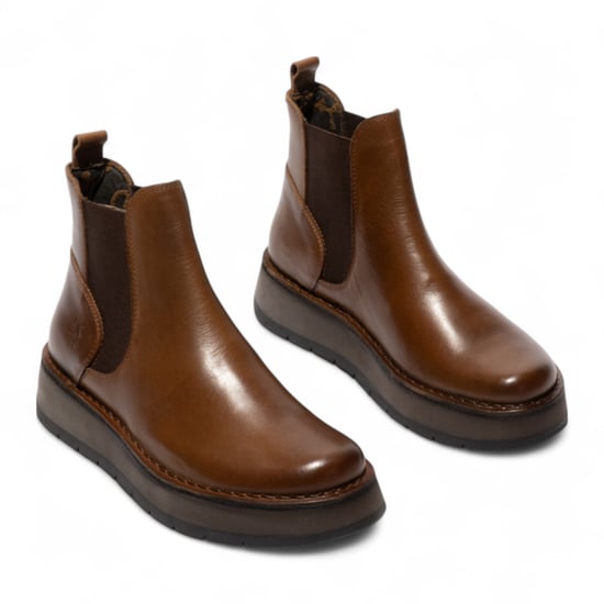 Fly London Dames Camel Brown RAWI131 Chelsea Leren Enkellaarsjes met Klassieke Comfort - Image 3