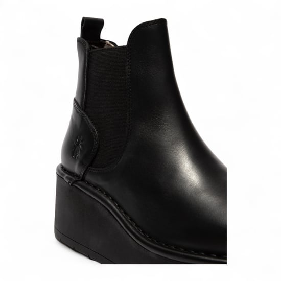 Fly London Dames Zwarte HELY268 Chelsea Leren Enkellaarsjes met Platform Comfort - Image 5