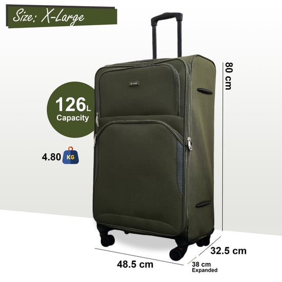 Expandable Soft Khaki Green Extra Large 8 Wheel Lightweight Suitcase Luggage Travel Bags - Image 2