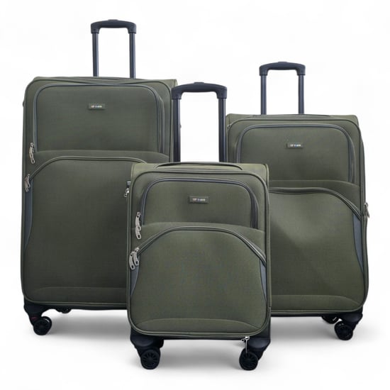 Expandable Soft Khaki Green 8 Wheel Lightweight Suitcase Luggage Travel Bags - Image 2