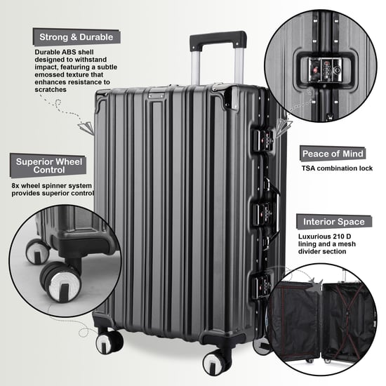 Robust Charcoal Black Hard Shell Cabin Suitcase Luggage Suitable for Easyjet, Ryanair, Wizzair - Image 3