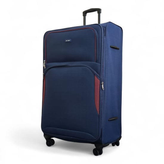 Expandable Soft Navy Blue Extra Large 8 Wheel Lightweight Suitcase Luggage Travel Bags - Image 4