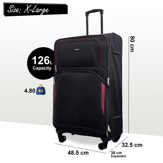 Expandable Soft Black Extra Large 8 Wheel Lightweight Suitcase Luggage Travel Bags - Image 2
