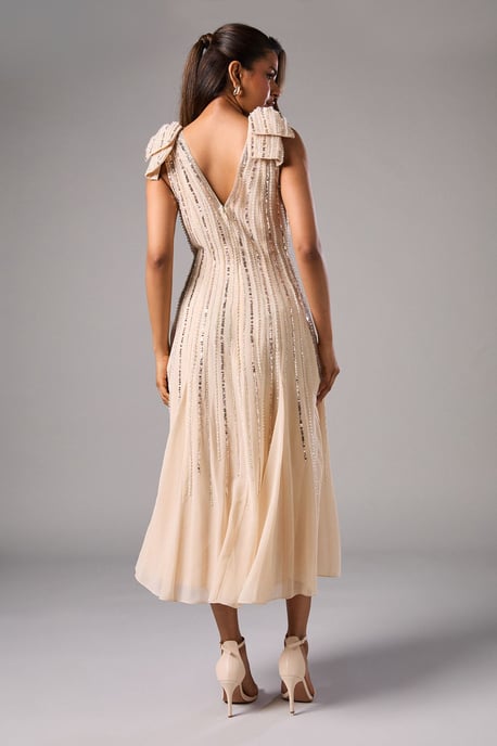 Petite Bow Shoulder Embellished Midi Dress - Image 3