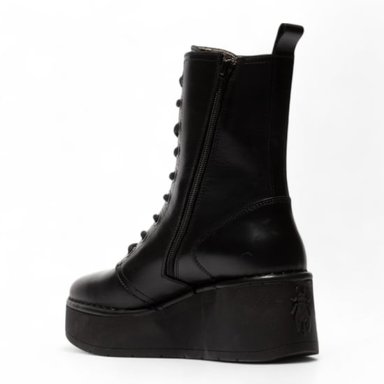 Fly London Dames Zwarte HAIT273 Leren Veterschoenen met Dikke Plateauzool - Image 4