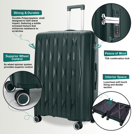 Robust Green Hard Shell Cabin Suitcase TSA Luggage Suitable for Easyjet, Ryanair, Wizzair - Image 3
