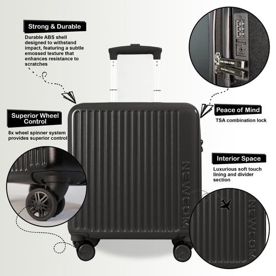 Hard Shell Cabin 44 x 22 x 38 cm Black TSA Secure Luggage Suitcase Suitable for Easyjet, Ryanair - Image 3