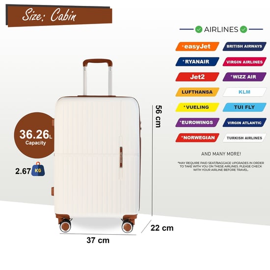 Hard Shell Cabin 37 x 22 x 56 cm PP Luggage Suitcase Suitable for Easyjet, Ryanair - Image 2