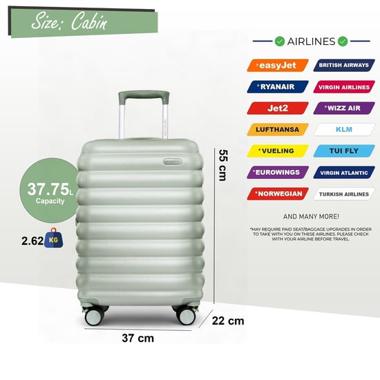 Hard Shell Cabin 37 x 22 x 55 cm Green TSA Secure Luggage Suitcase Suitable for Easyjet, Ryanair - Image 2