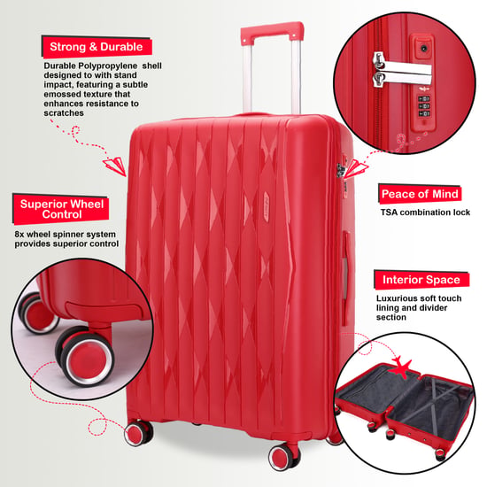 Robust Red Hard Shell Cabin Suitcase TSA Luggage Suitable for Easyjet, Ryanair, Wizzair - Image 3