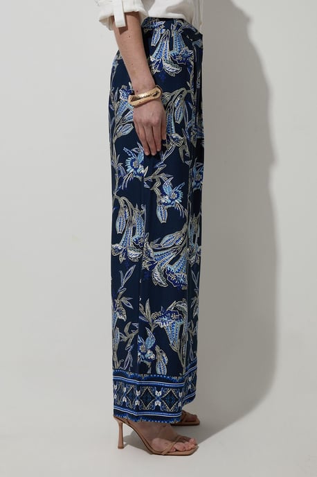 Viscose Linen Mirrored Floral Woven Straight Leg Trouser - Image 3
