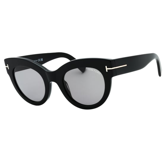 Tom Ford Lucilla Rökfärgade Spegelglas Glänsande Svarta Tjocka Solglasögon I Båge - Image 1