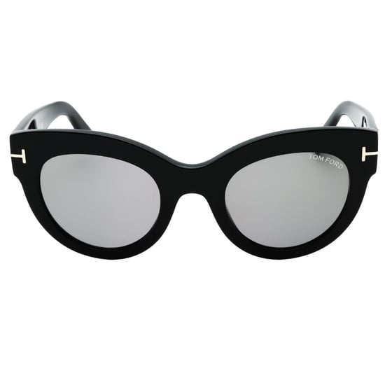Tom Ford Lucilla Smoke Mirror Lens Shiny Black Thick Framed Sunglasses - Image 2