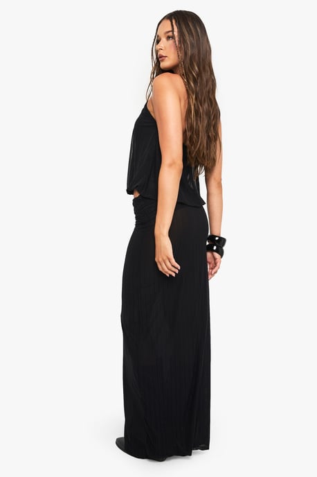 Textured Shirred Foldover Waist Maxi Skirt - Image 2