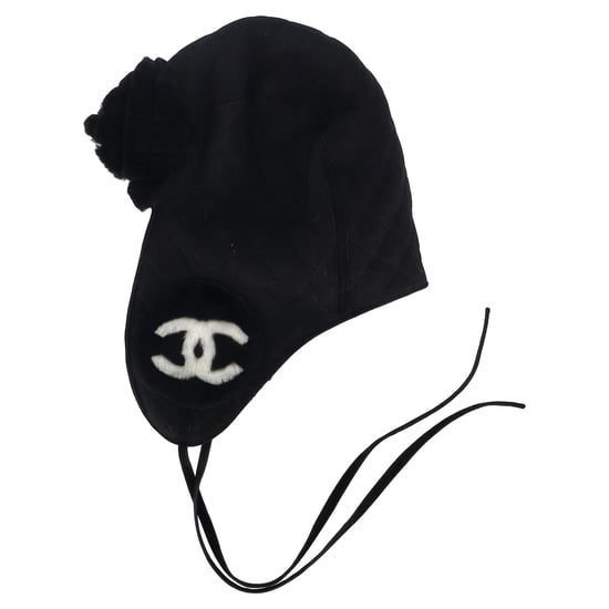 Chanel Gequiltede Hoed in Zwart Lamswollen Schapenvacht - Image 2