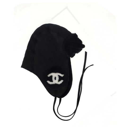 Chanel Gequiltede Hoed in Zwart Lamswollen Schapenvacht - Image 4