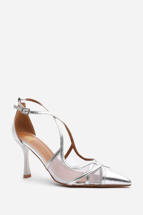 Wheres That From Womens 'Kiara' Strappy Pointed Toe High Mesh Heels - Image 2