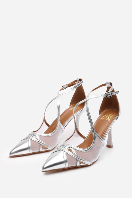 Wheres That From Womens 'Kiara' Strappy Pointed Toe High Mesh Heels - Image 3