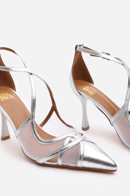 Wheres That From Womens 'Kiara' Strappy Pointed Toe High Mesh Heels - Image 4