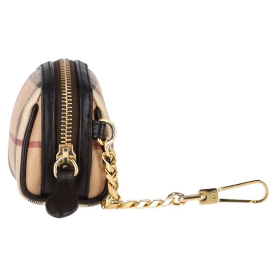 Burberry Mini Checked Zipped Coin Purse in Beige Leather - Image 2