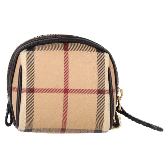 Burberry Mini Checked Zipped Coin Purse in Beige Leather - Image 3