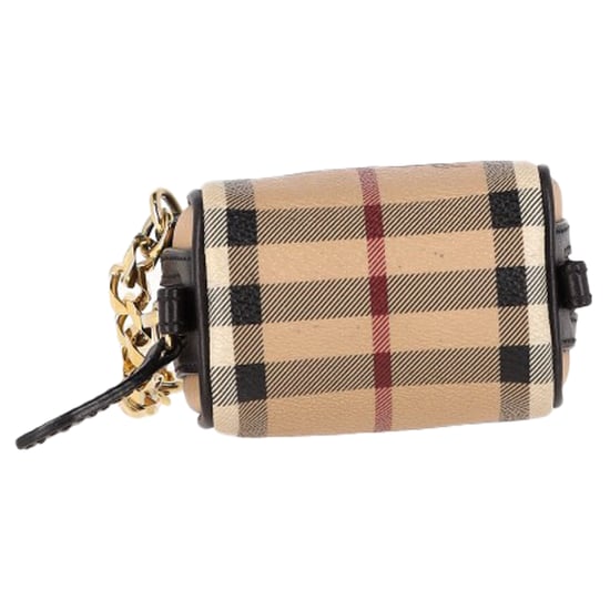 Burberry Mini Checked Zipped Coin Purse in Beige Leather - Image 4