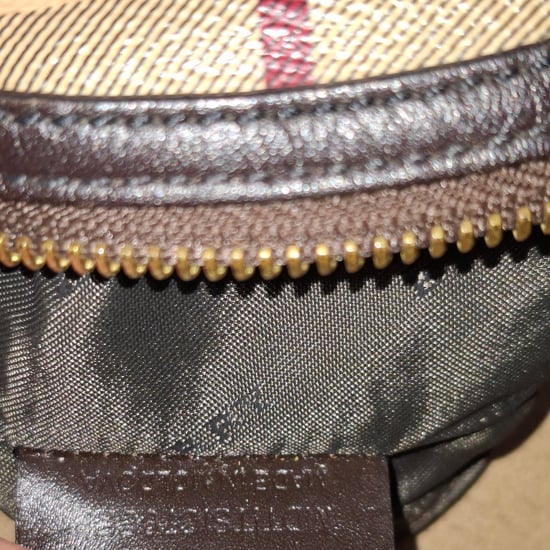 Burberry Mini Checked Zipped Coin Purse in Beige Leather - Image 6