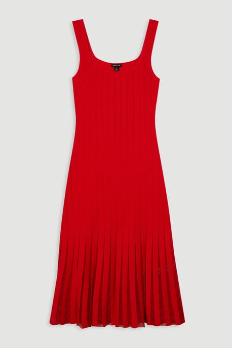 Compact Stretch Square Neck Knitted Flippy Dress - Image 4