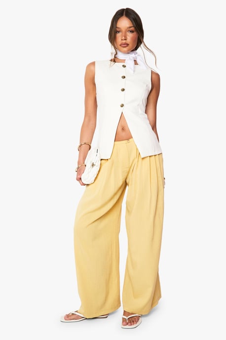 Linen Look Palazzo Trousers - Image 1