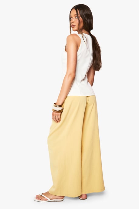 Linen Look Palazzo Trousers - Image 2