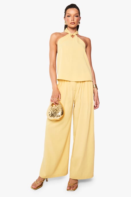 Linen Look Palazzo Trousers - Image 3