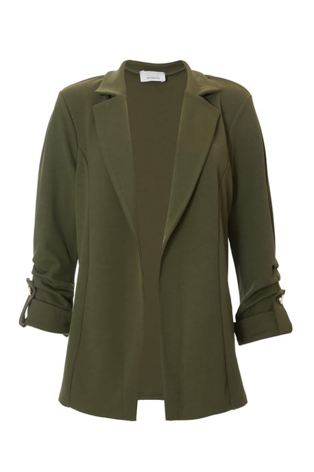 Khaki Ruched Sleeve Blazer - Image 2