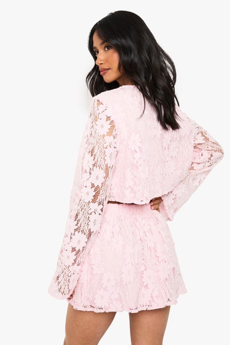 Petite Crochet Long Sleeve And Mini Skirt Co ord - Image 2