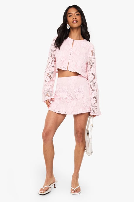 Petite Crochet Long Sleeve And Mini Skirt Co ord - Image 3